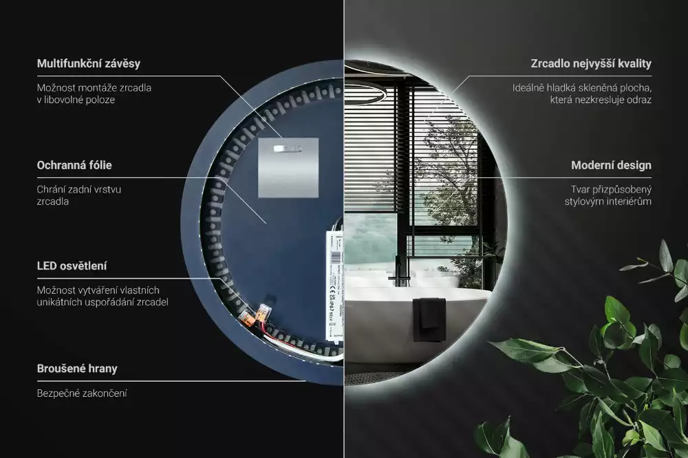 Miroir ovale moderne avec rétroéclairage LED