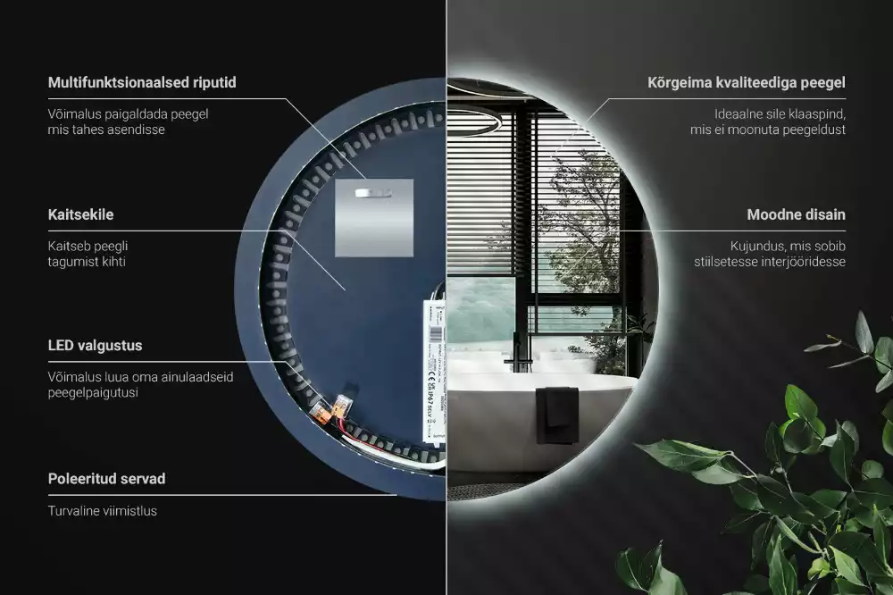 Miroir ovale moderne avec rétroéclairage LED