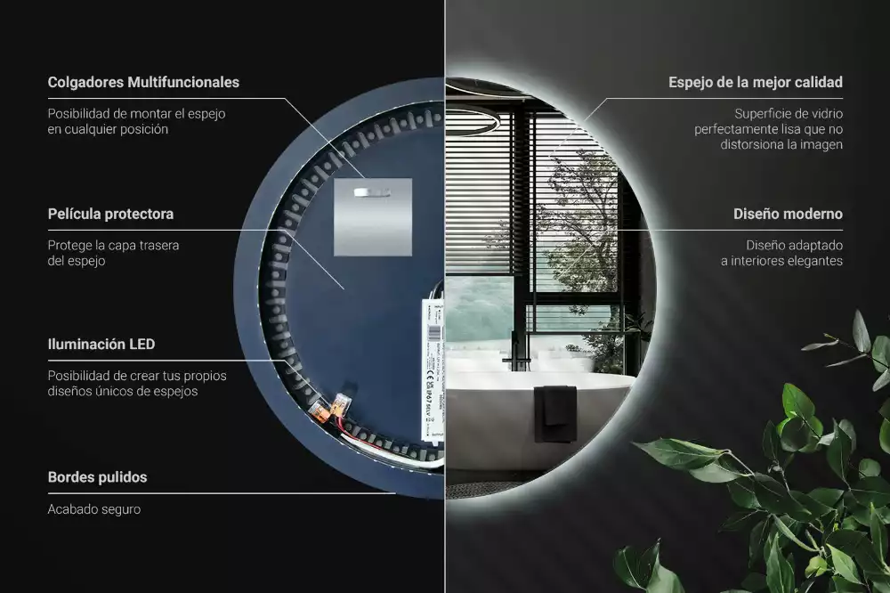 Miroir ovale moderne avec rétroéclairage LED