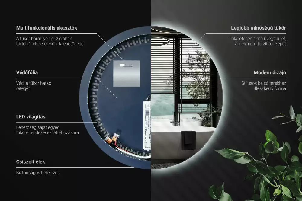Miroir ovale moderne avec rétroéclairage LED