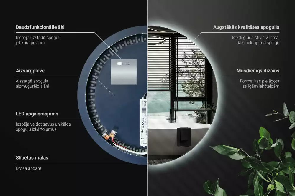 Miroir ovale moderne avec rétroéclairage LED