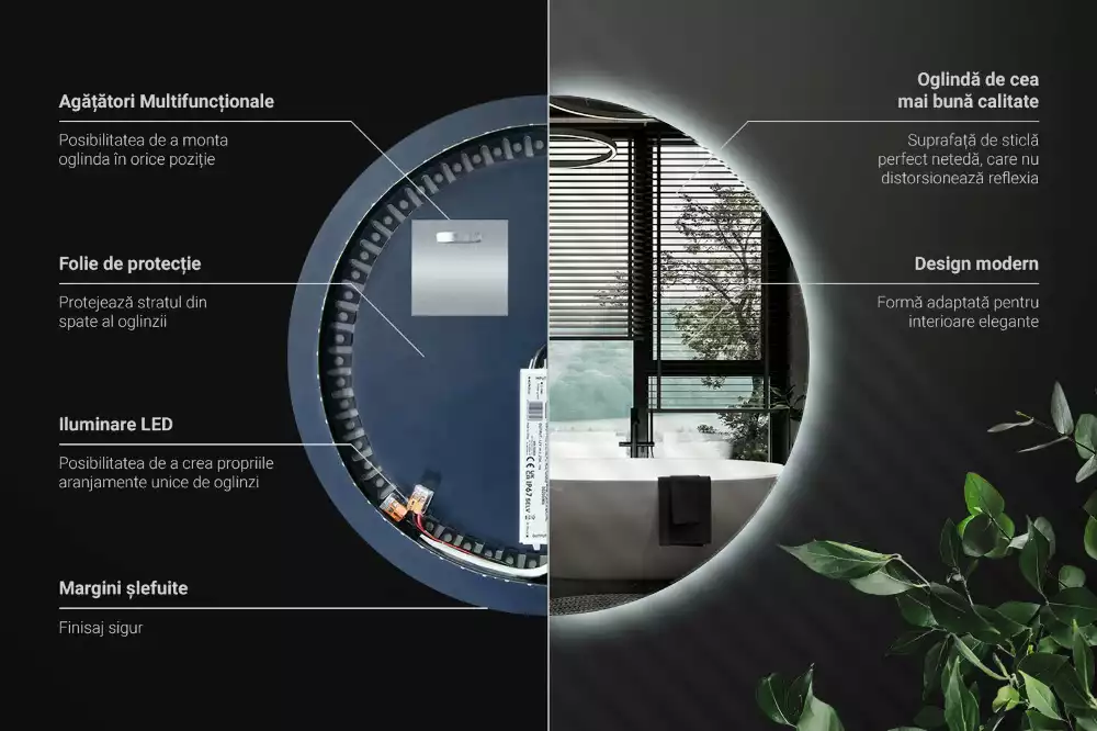 Miroir ovale moderne avec rétroéclairage LED
