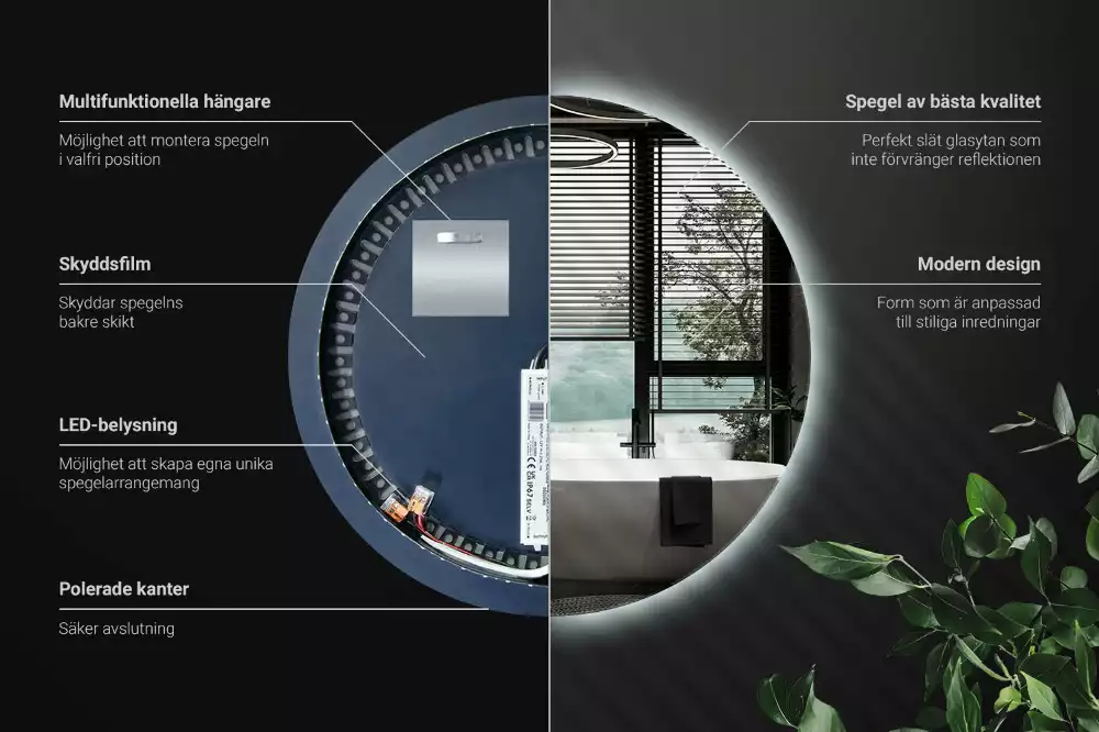 Miroir ovale moderne avec rétroéclairage LED