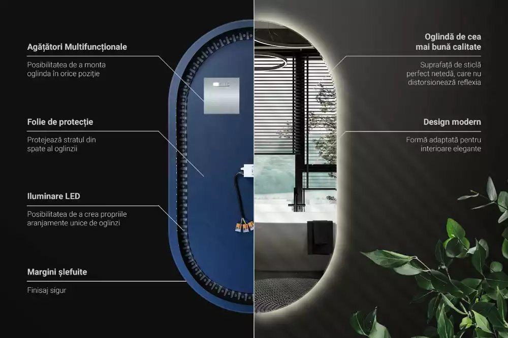 Miroir ovale led tenture décorative