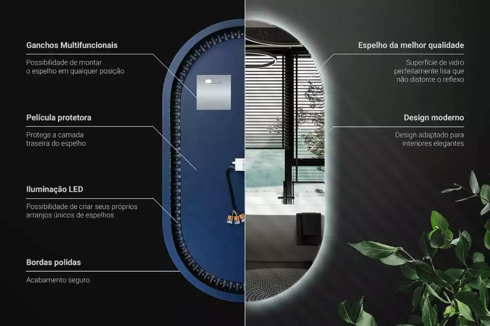 Miroir ovale led tenture décorative