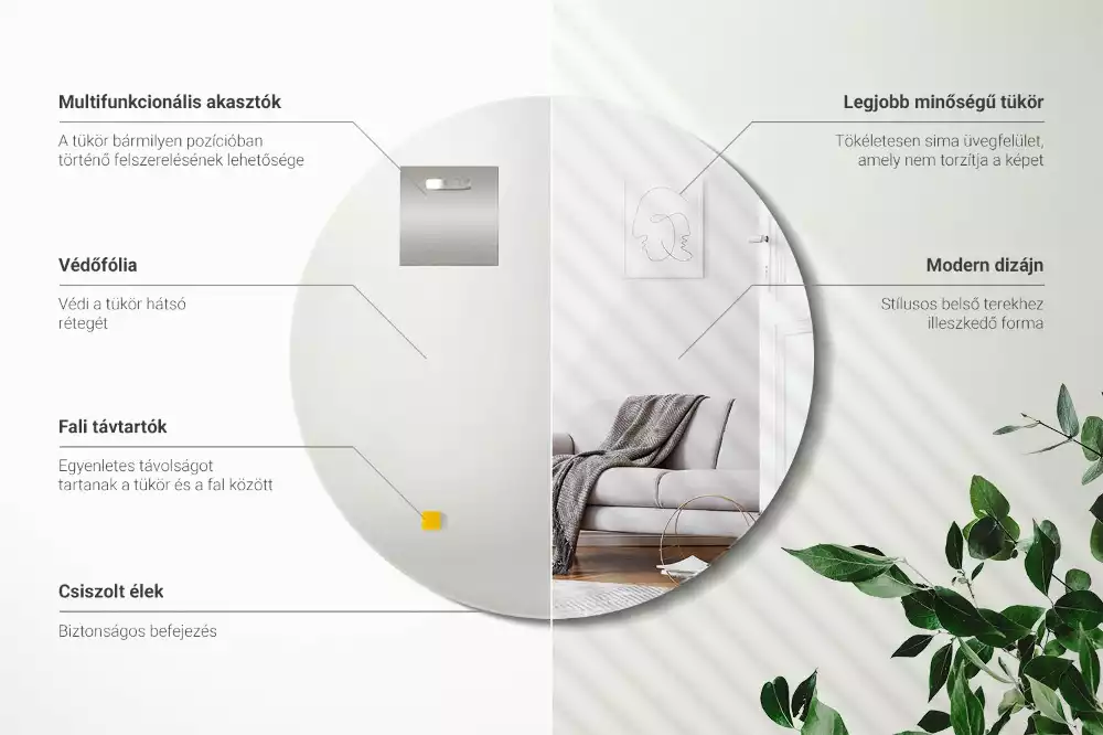 Miroir ovale mur sans cadre