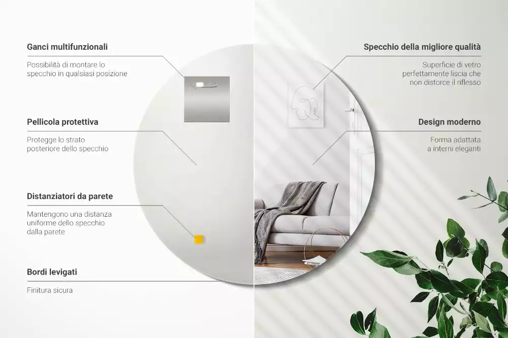 Miroir ovale mur sans cadre