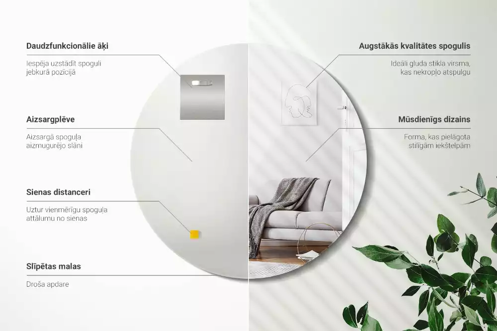 Miroir ovale mur sans cadre