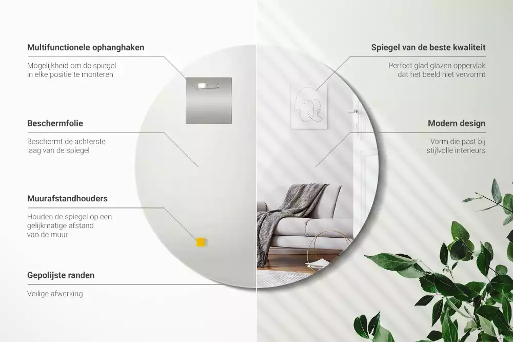 Miroir ovale mur sans cadre