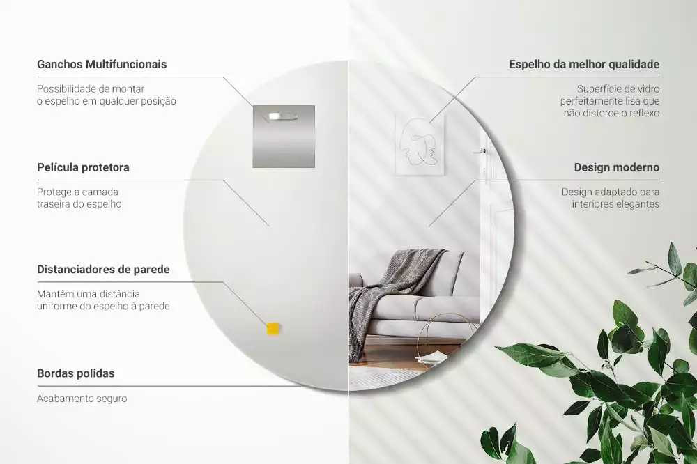 Miroir ovale mur sans cadre