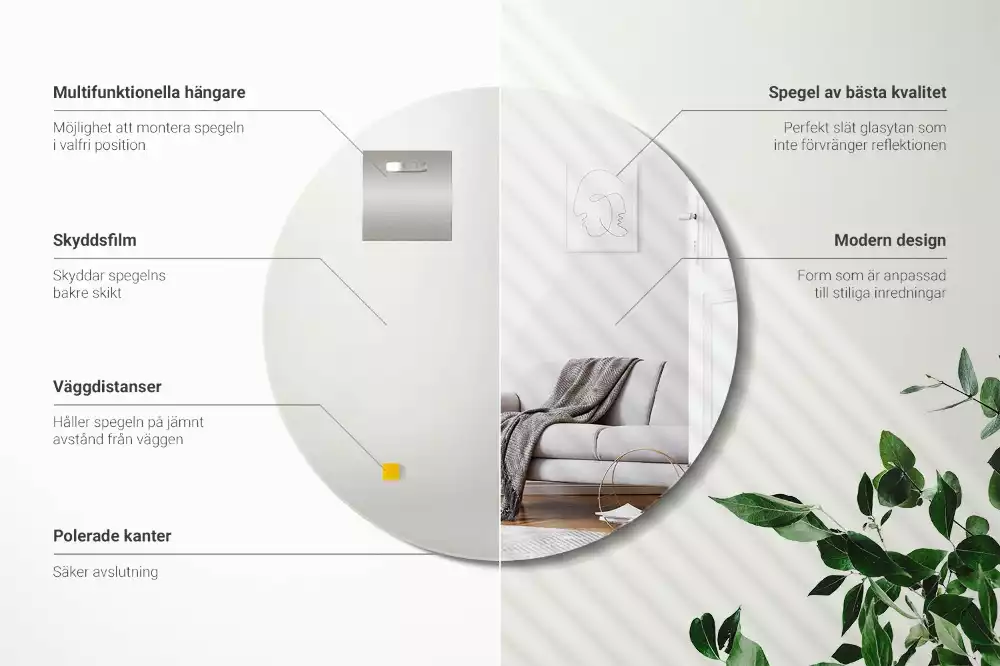 Miroir ovale mur sans cadre