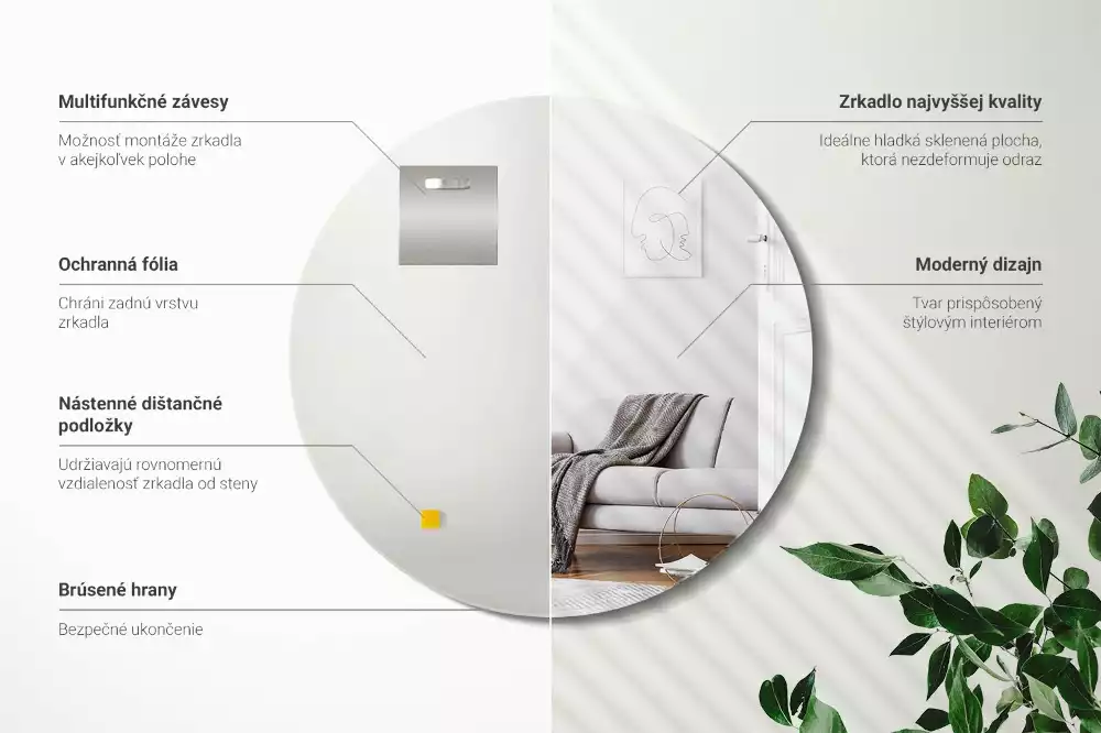 Miroir ovale mur sans cadre