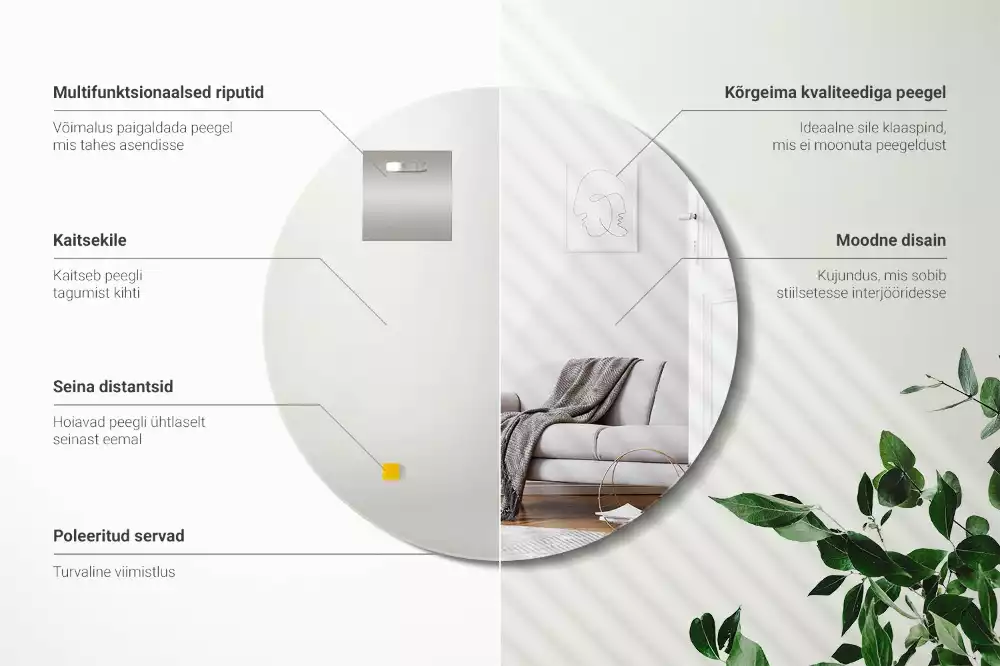 Miroir ovale mur sans cadre