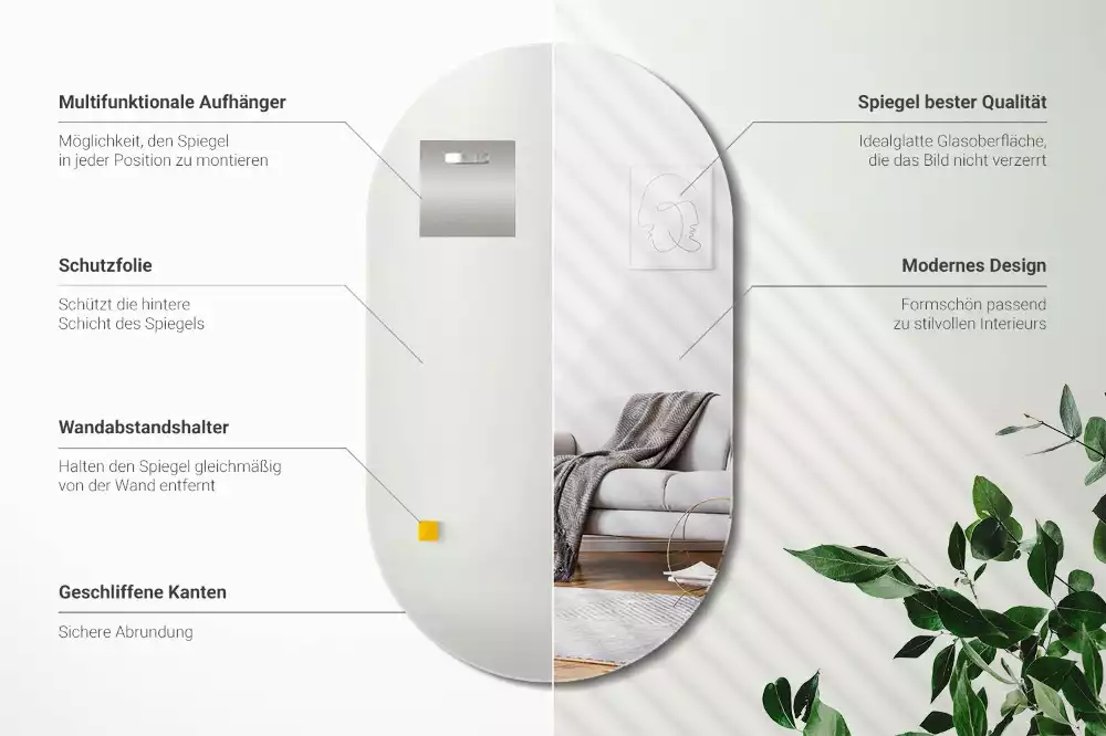 Miroir oval suspension classique