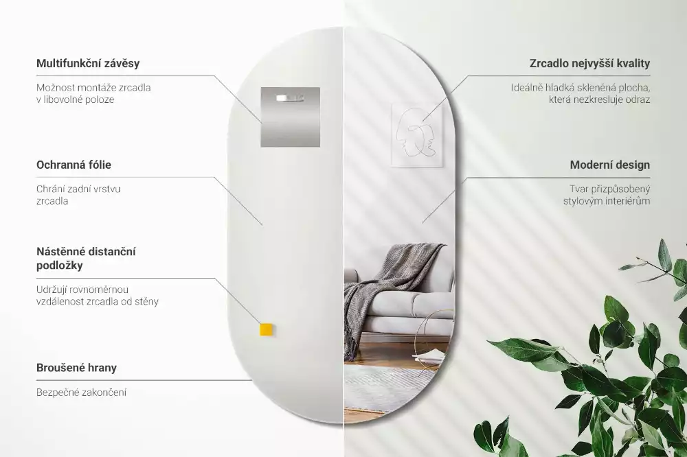 Miroir oval suspension classique