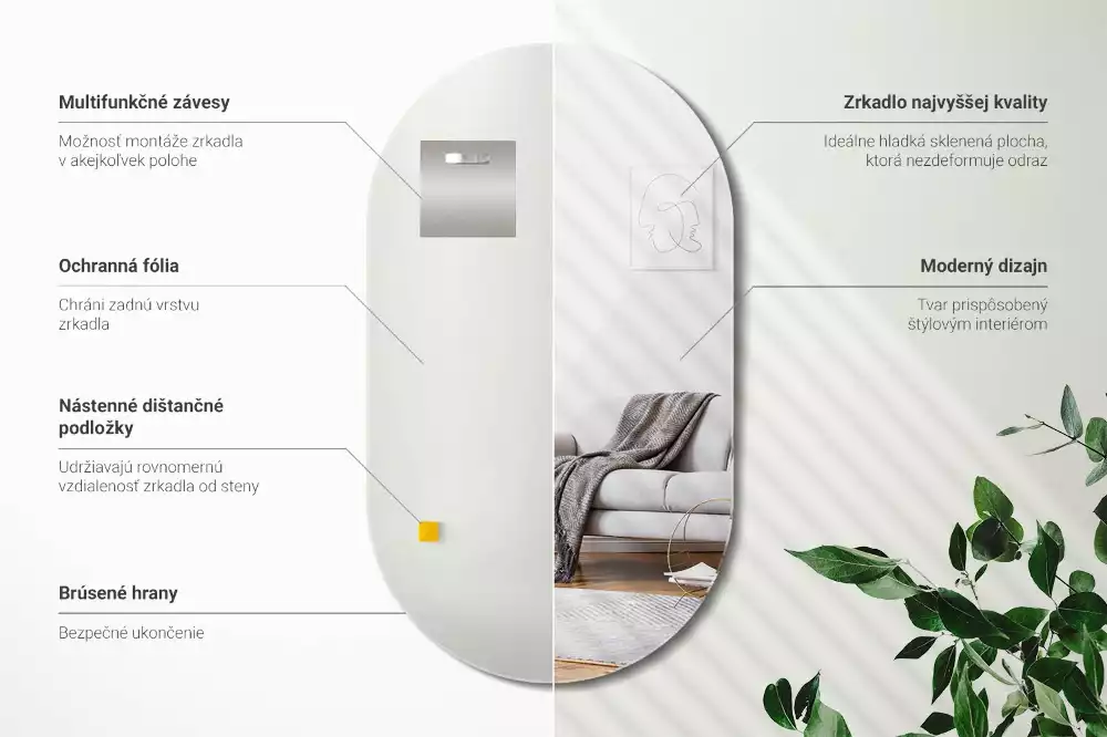 Miroir oval suspension classique