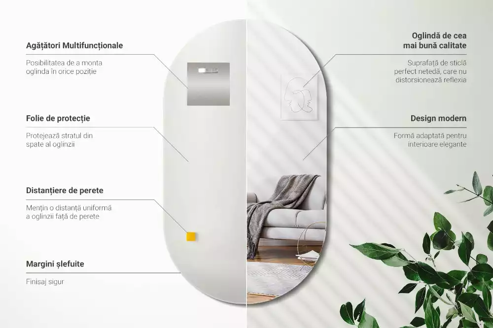 Miroir oval suspension classique