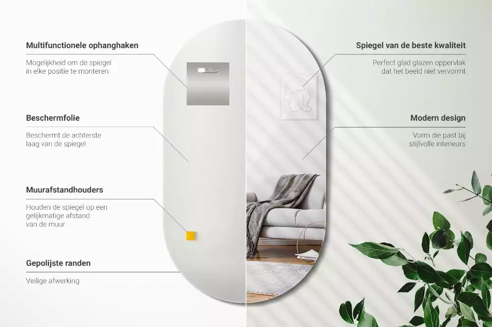 Miroir oval suspension classique