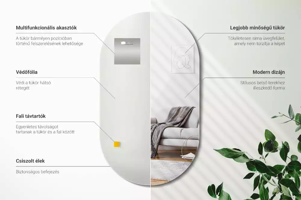 Miroir oval suspension classique