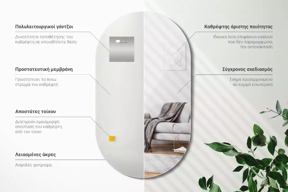 Miroir oval suspension classique