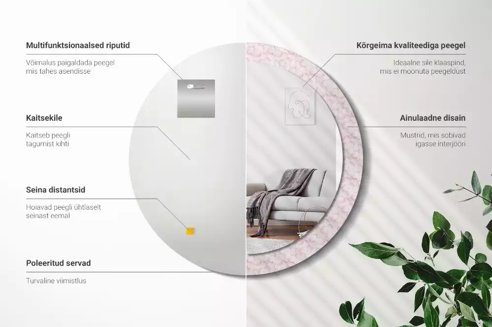 Miroir rond imprimé Pétales de fleurs