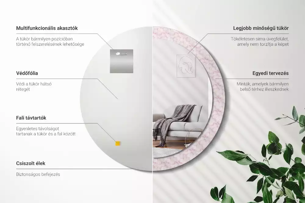 Miroir rond imprimé Pétales de fleurs