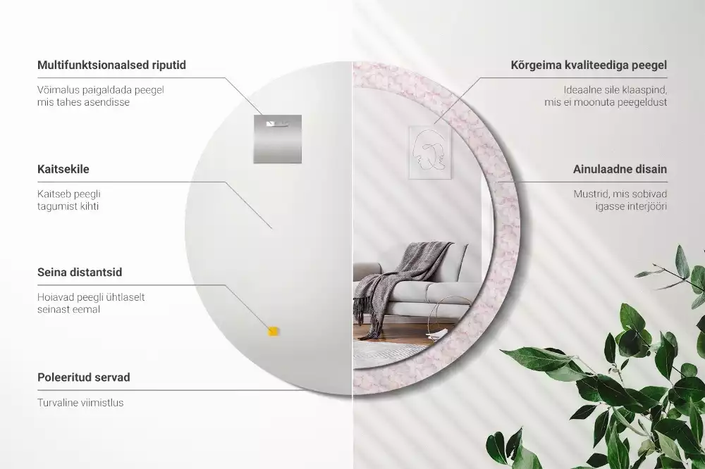 Miroir rond imprimé Pétales de fleurs