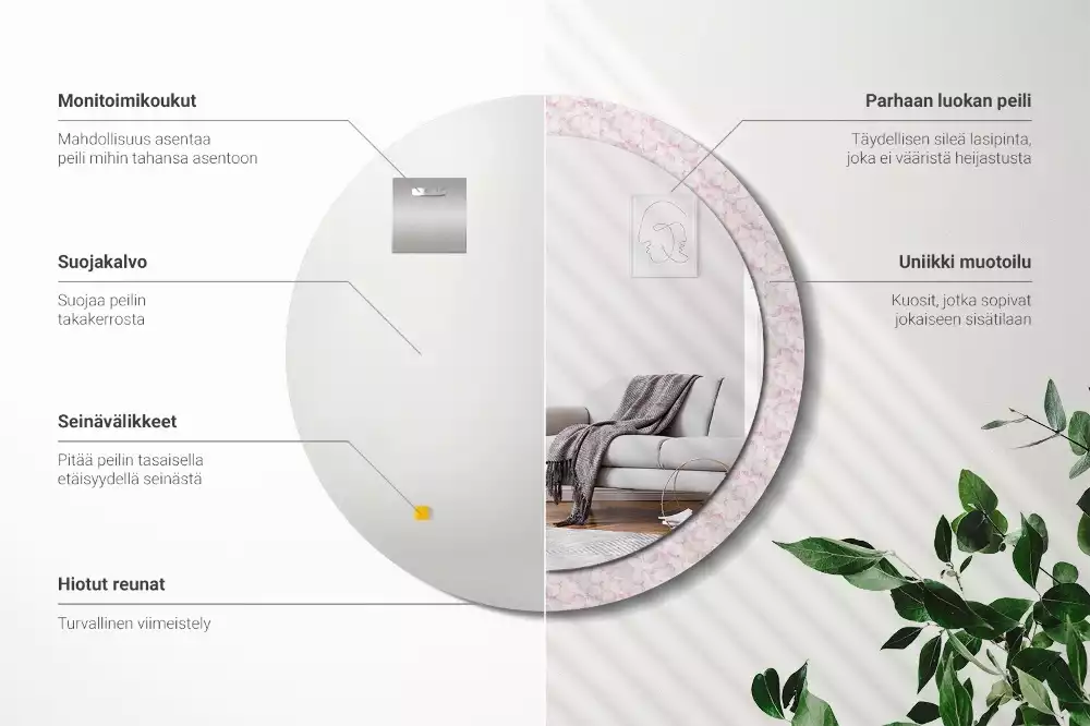 Miroir rond imprimé Pétales de fleurs