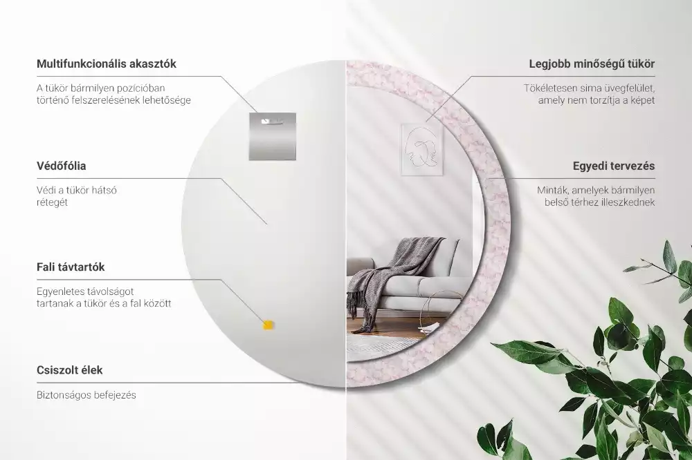 Miroir rond imprimé Pétales de fleurs