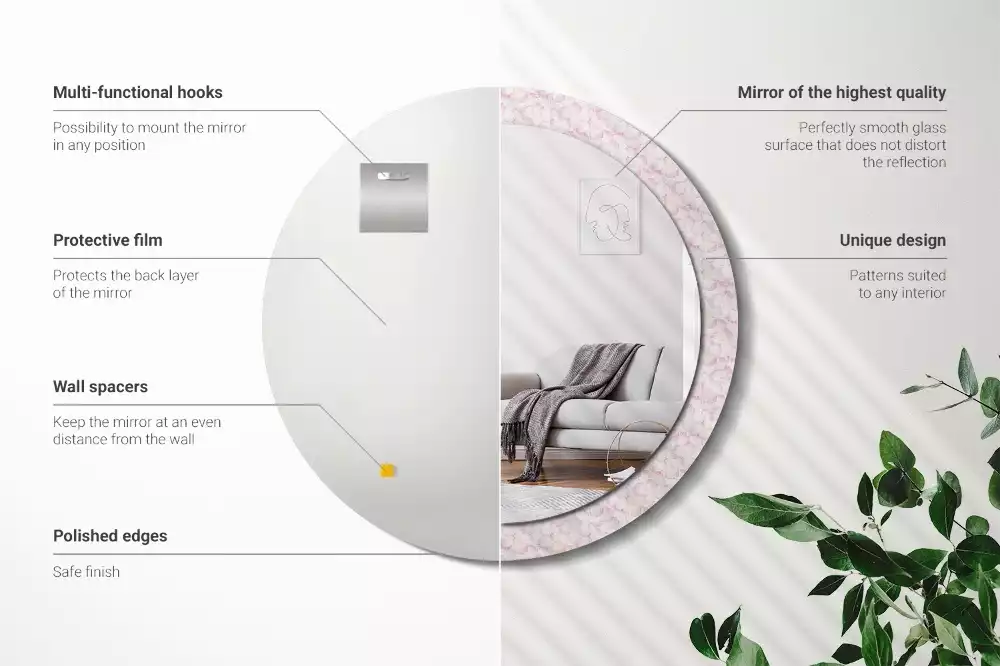 Miroir rond imprimé Pétales de fleurs