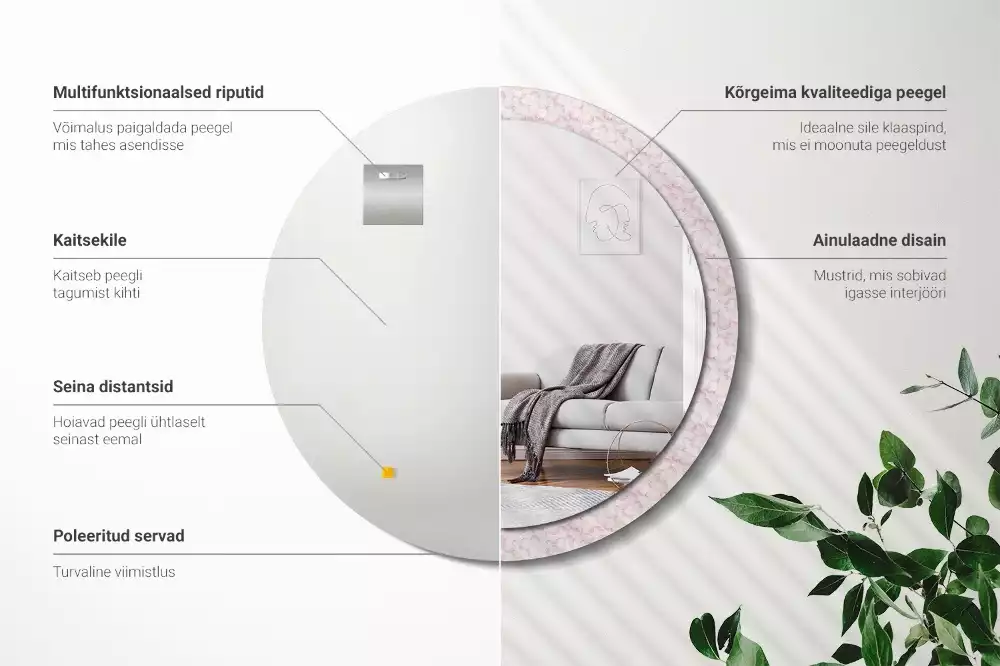 Miroir rond imprimé Pétales de fleurs