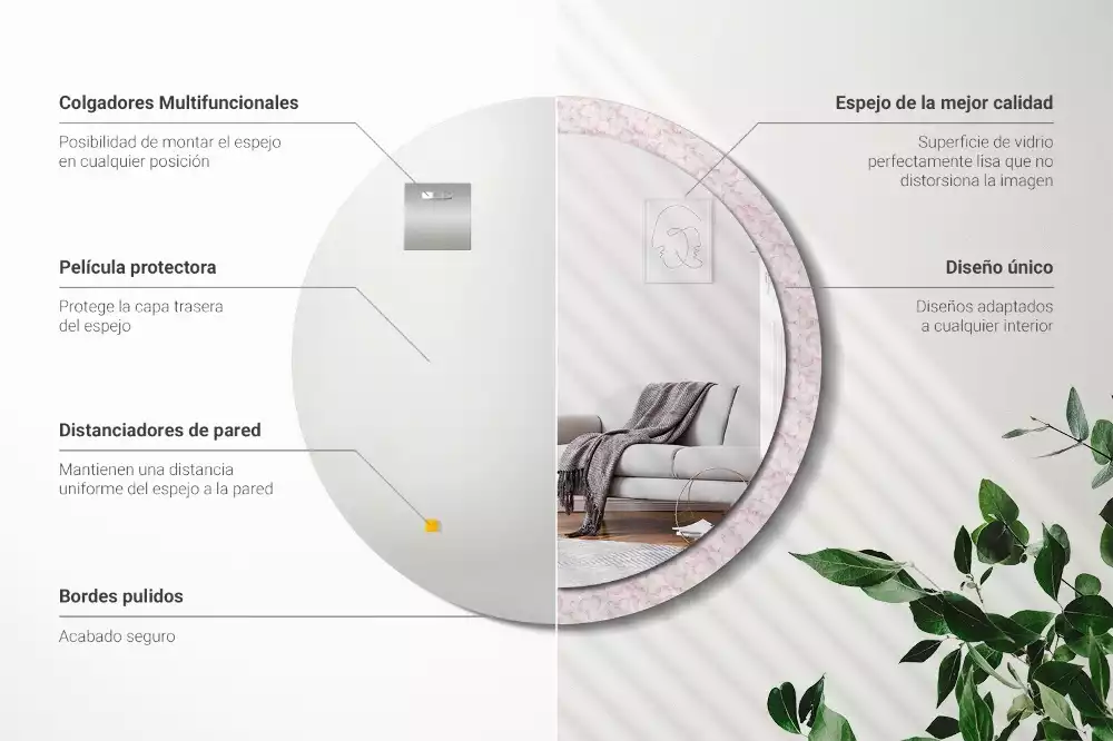 Miroir rond imprimé Pétales de fleurs