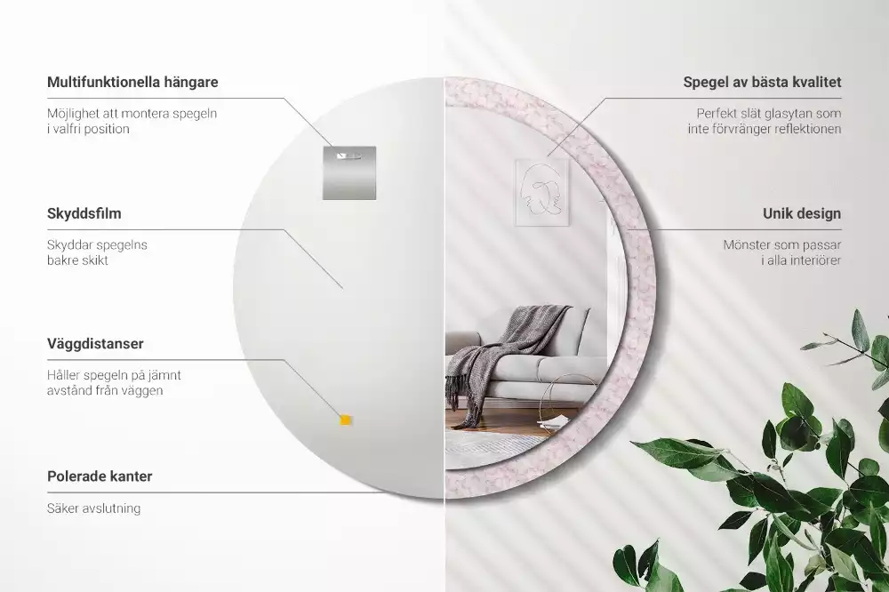 Miroir rond imprimé Pétales de fleurs