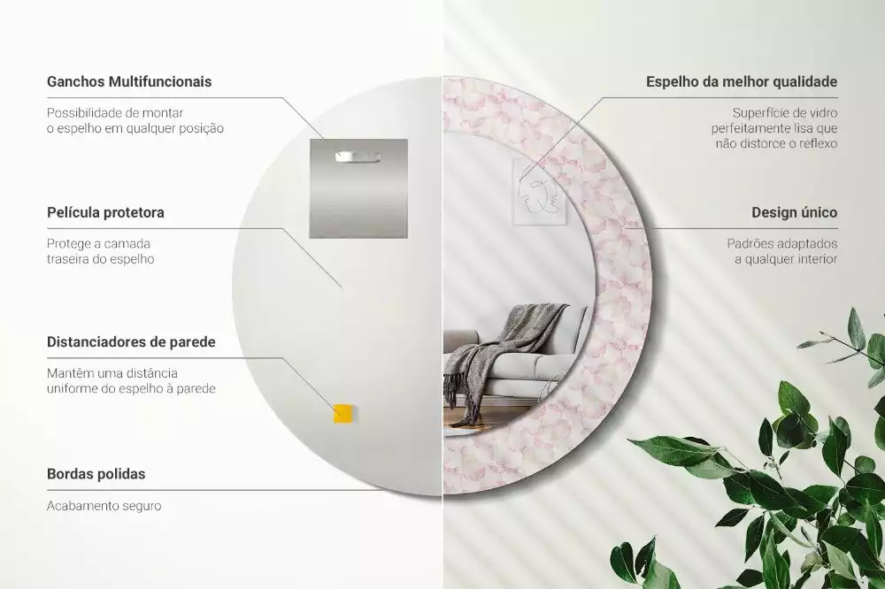 Miroir rond imprimé Pétales de fleurs