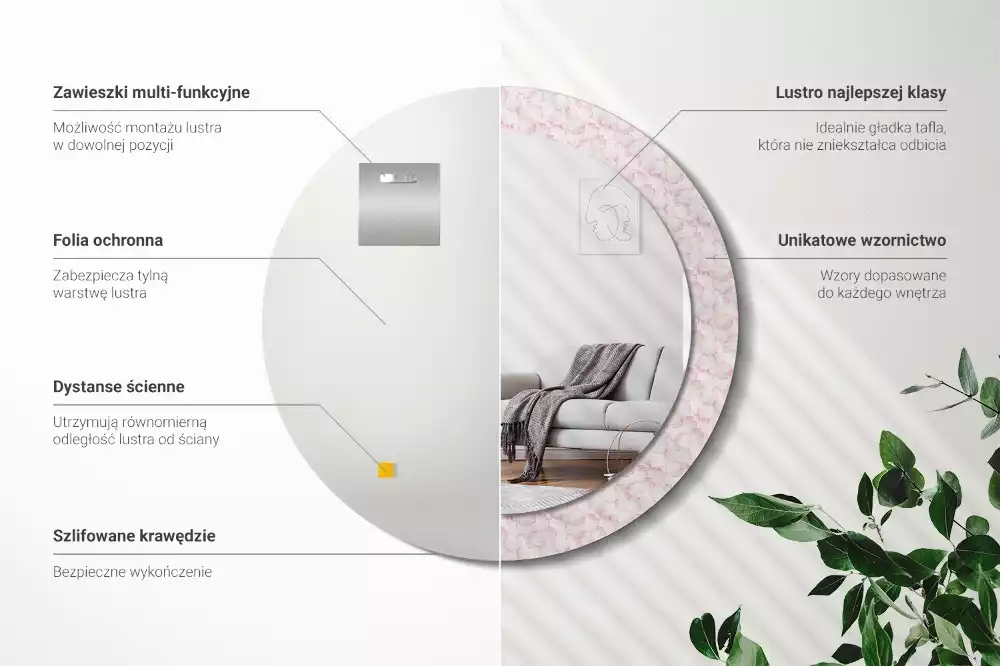 Miroir rond imprimé Pétales de fleurs