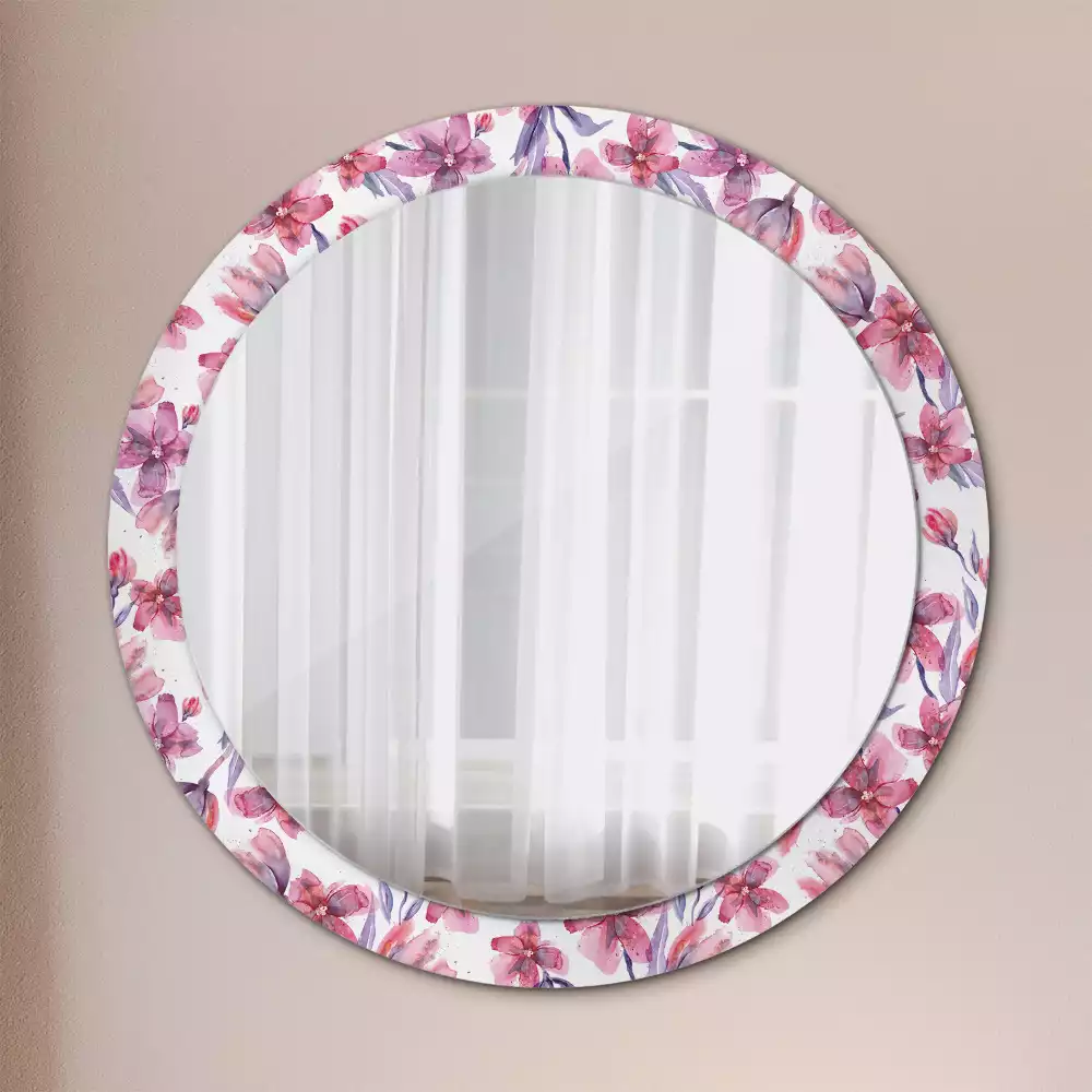 Miroir rond avec décoration Fleurs aquarelles