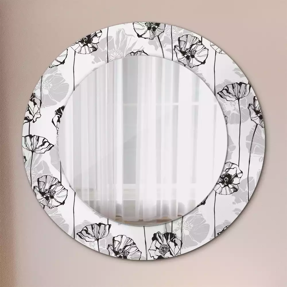 Miroir rond avec décoration Coquelicots
