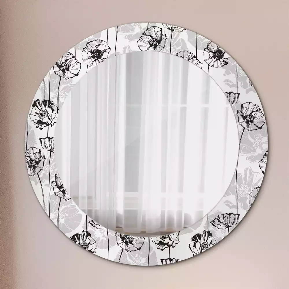 Miroir rond avec décoration Coquelicots
