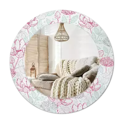 Miroir rond imprimé Fleurs