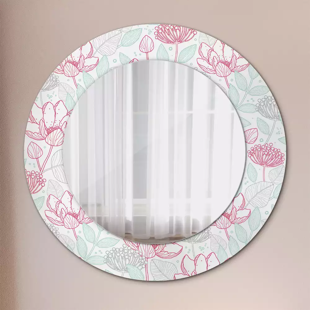 Miroir rond imprimé Fleurs