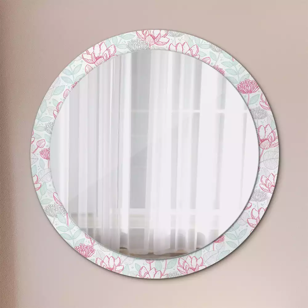Miroir rond imprimé Fleurs