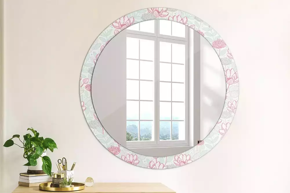 Miroir rond imprimé Fleurs