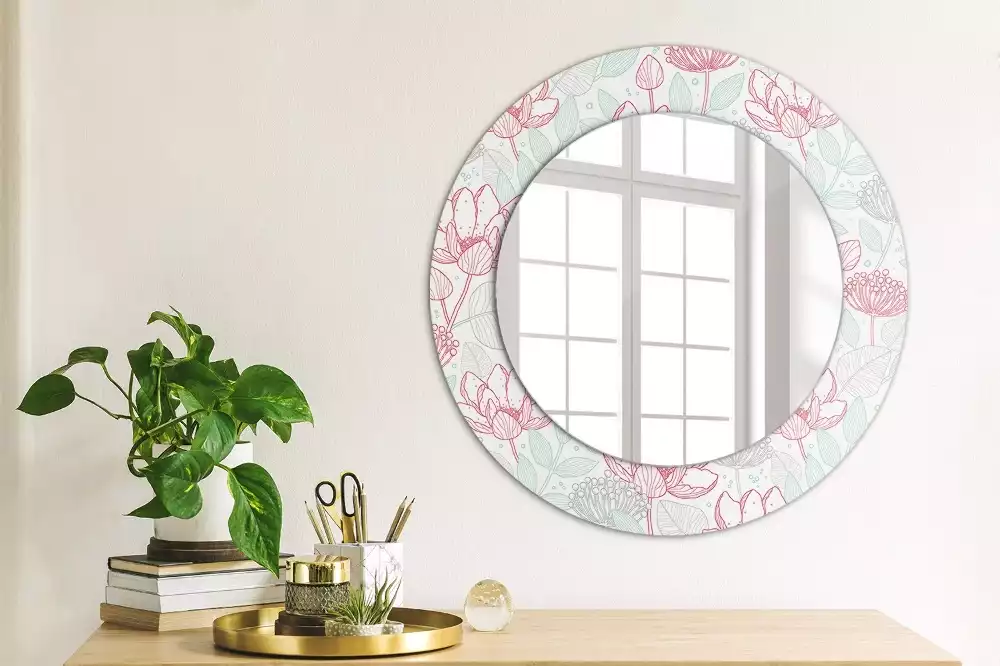 Miroir rond imprimé Fleurs