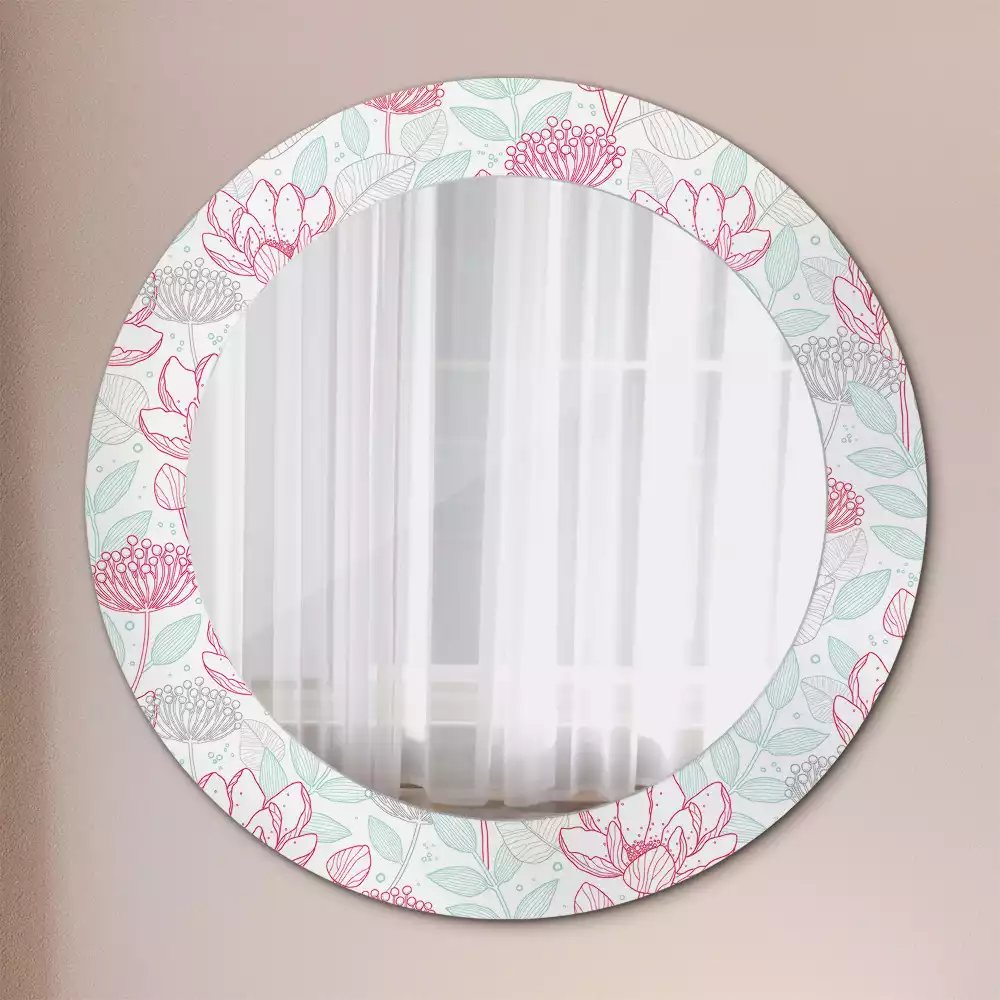 Miroir rond imprimé Fleurs