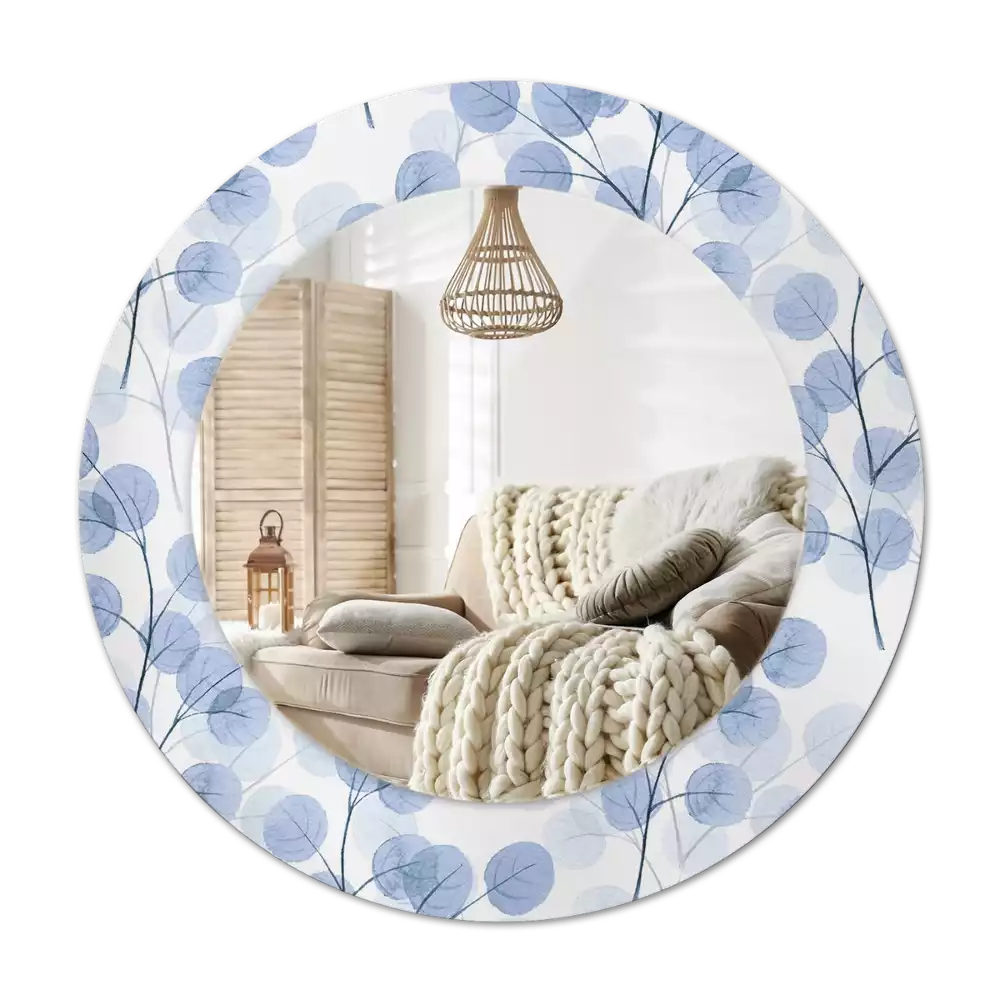 Miroir rond avec décoration Branches feuillues