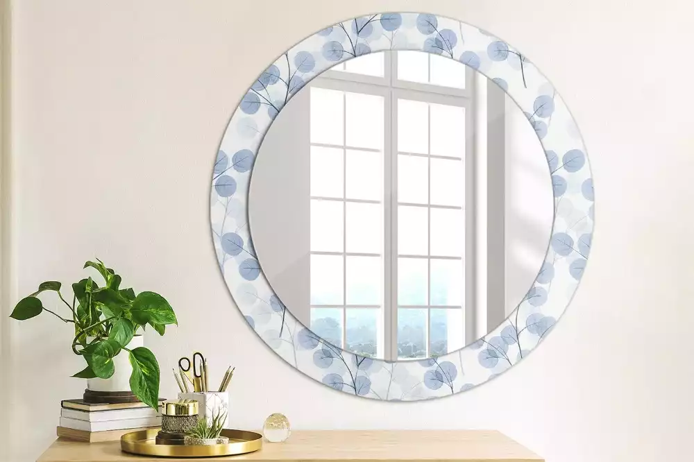 Miroir rond avec décoration Branches feuillues