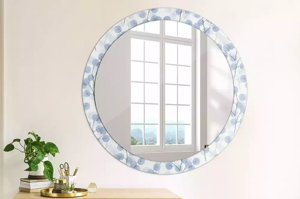 Miroir rond avec décoration Branches feuillues