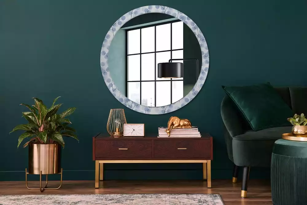 Miroir rond avec décoration Branches feuillues