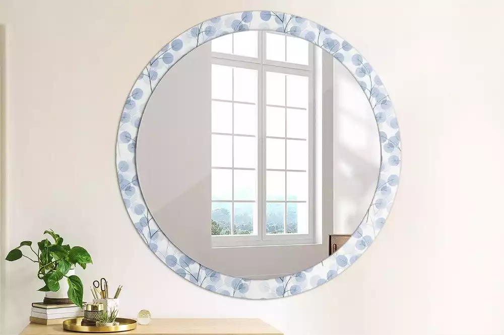 Miroir rond avec décoration Branches feuillues
