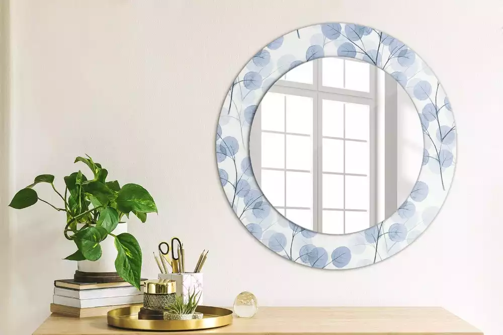 Miroir rond avec décoration Branches feuillues